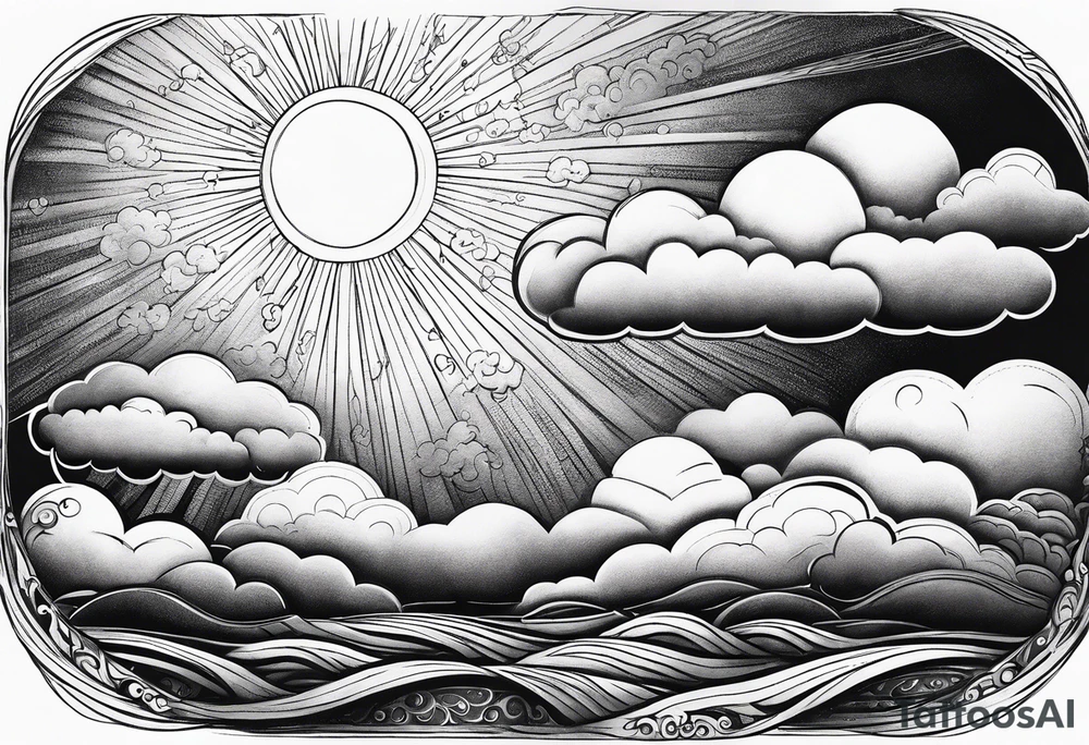 The sun shining over the clouds tattoo idea