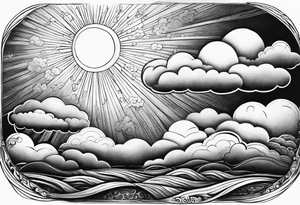 The sun shining over the clouds tattoo idea