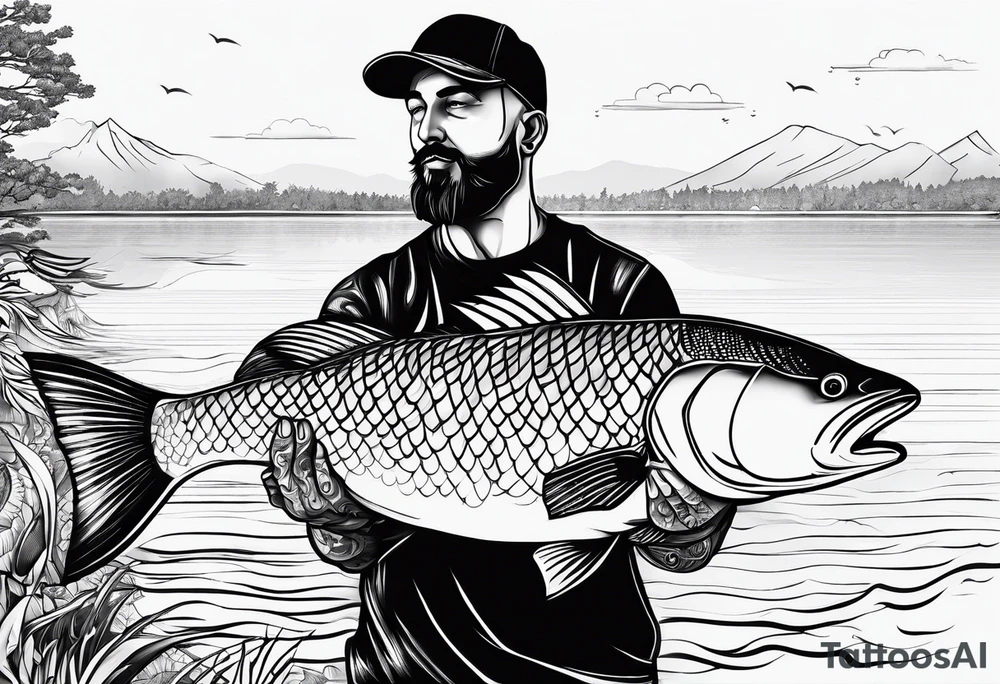 fisherman standing full body simple outline tattoo idea fisherman standing full body simple outline tattoo idea