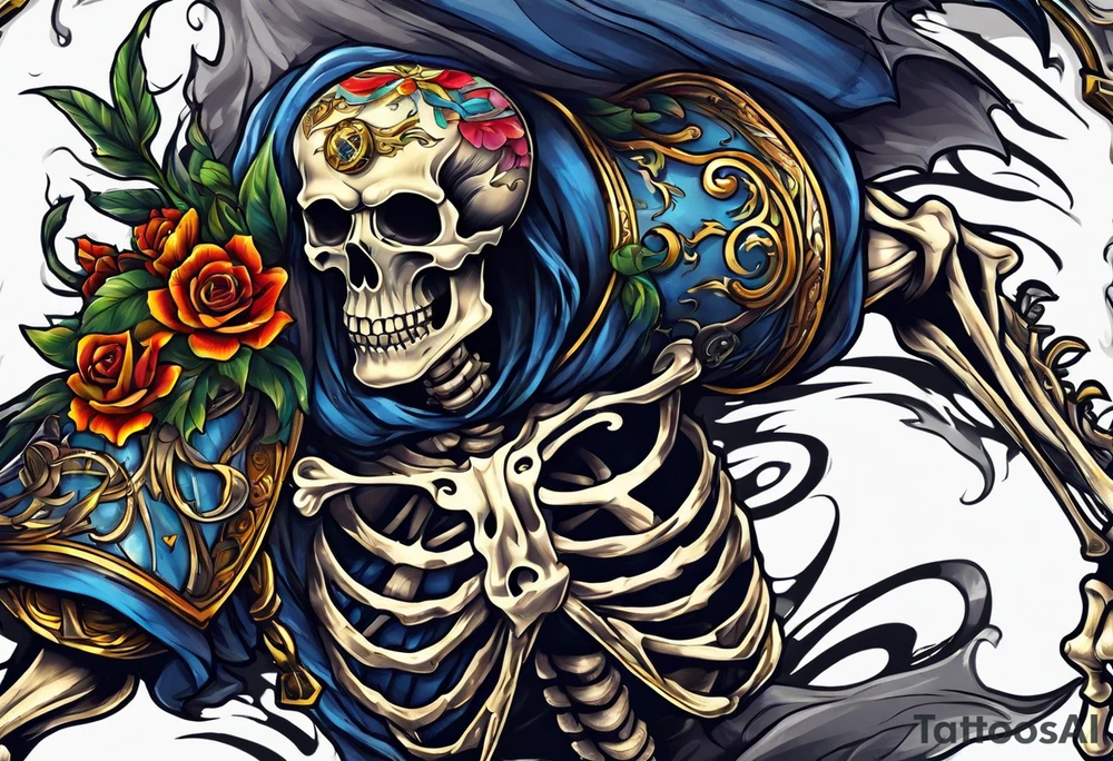skeleton running from the world tattoo idea