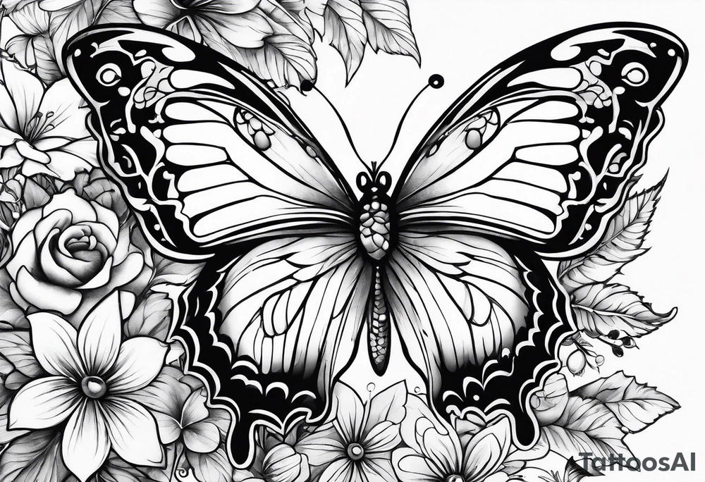 Butterflies and flowers with mythical fairies tattoo idea Butterflies and flowers with mythical fairies tattoo idea