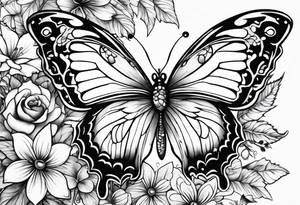Butterflies and flowers with mythical fairies tattoo idea