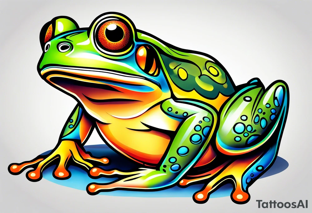Retro frog tattoo idea