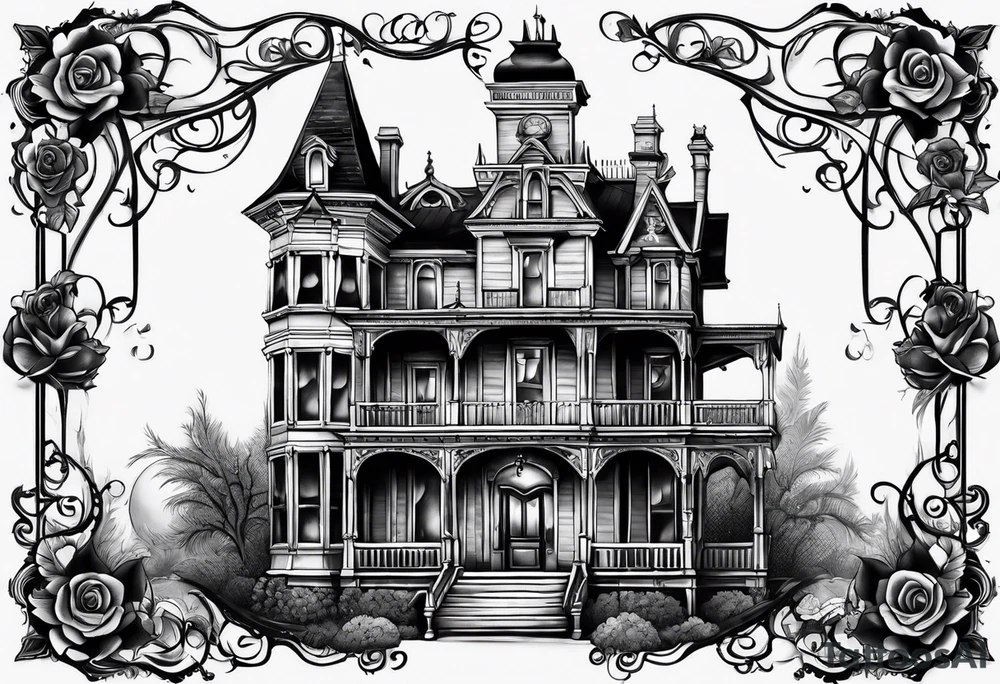 Haunted mansion tattoo idea