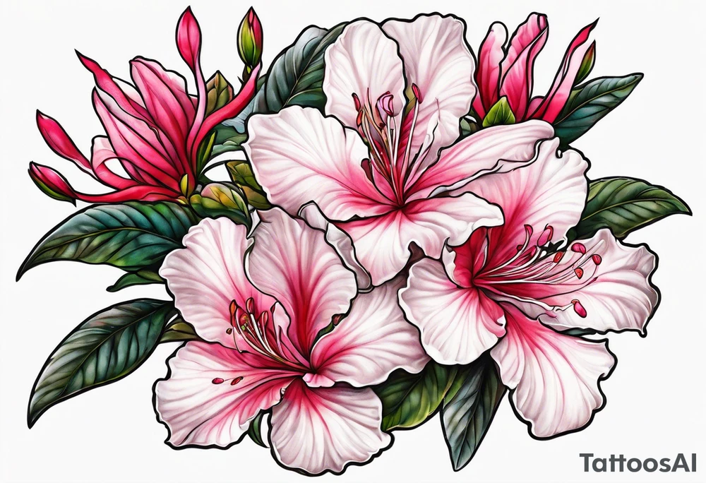 azalea with branch tattoo idea