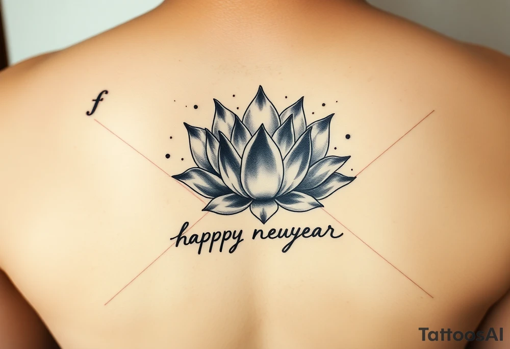 burning envelope with flames, charred paper texture, partially burnt edges, smoke and sparks   lotus flower surrounding envelope, watercolor lotus with gradient petals, traditional ink style lotus   handwritten text "hamburger, happy newyear", vintage cursive font on burnt paper, faded ink effect   neo-traditional tattoo, ink wash lotus, blackwork shading tattoo idea