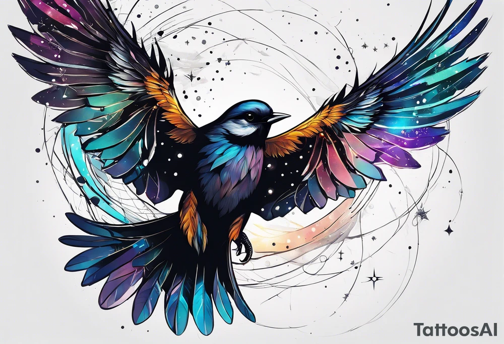 Constellation, bird wing , animal  snow , cross tattoo idea