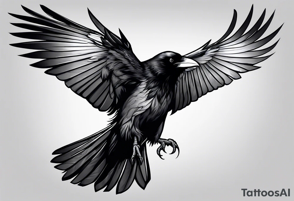 raven in flight tattoo idea