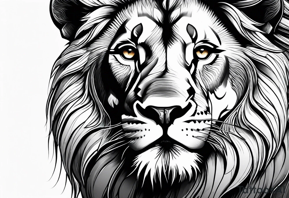 powerful majestic lion, close-up tattoo idea