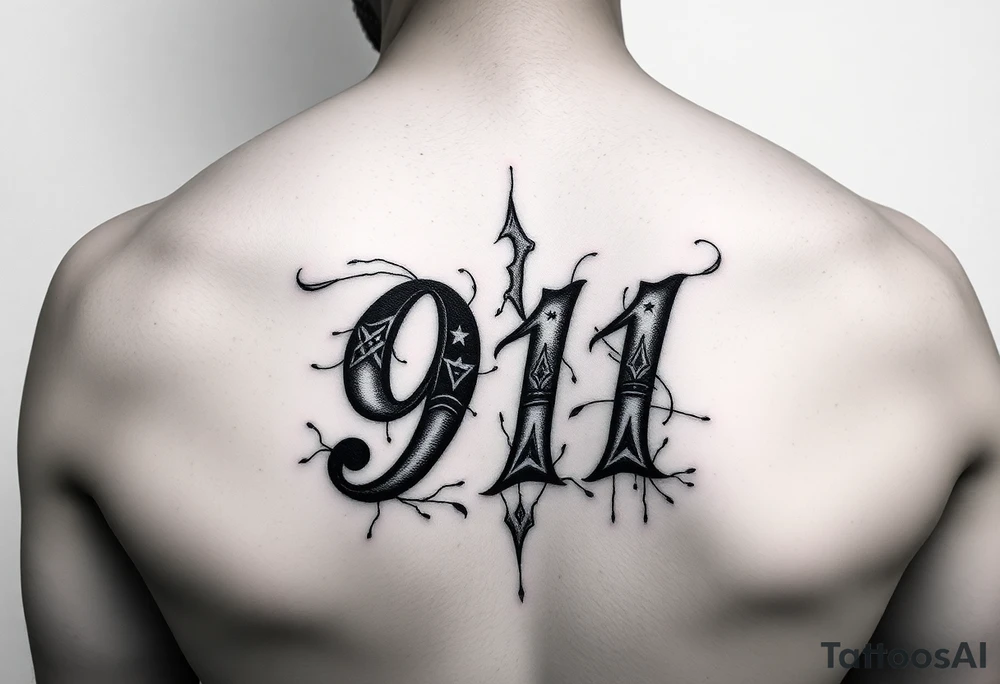 Artsy creative way to write 911 tattoo idea