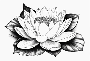 a tattoo with a waterlily and a gladiolus with two surnames tattoo idea