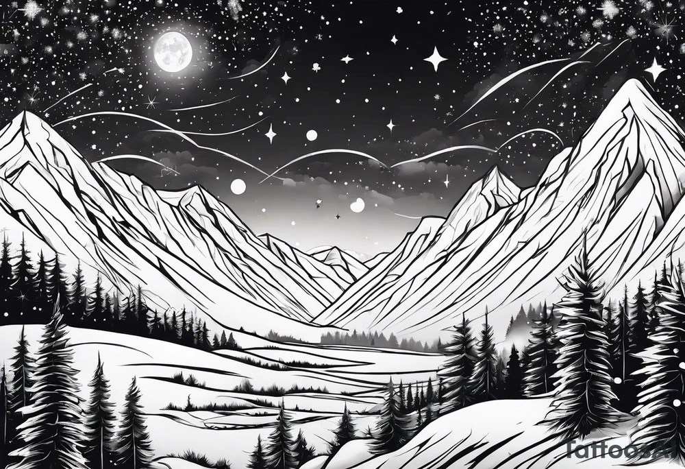 Winter night sky tattoo idea