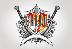 valhalla sword shield on fire tattoo idea