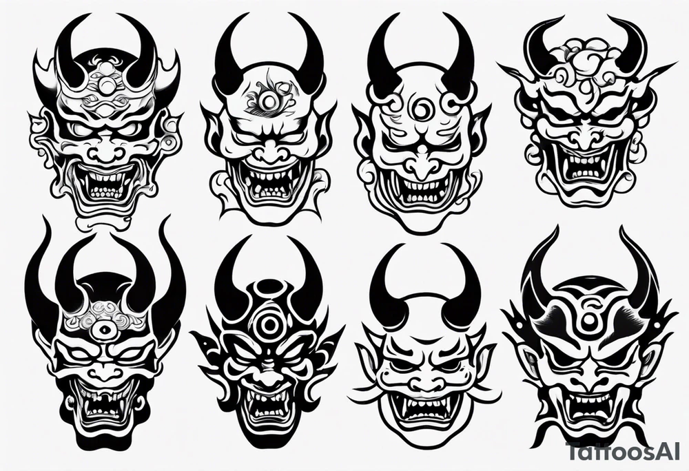 Japanese Demon mask tattoo idea