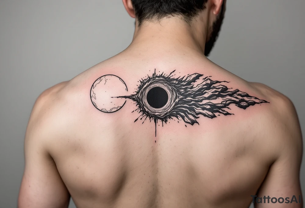 2 different worlds on both sides of a black hole tattoo idea