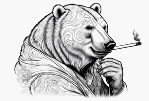 polar bear smoking cigarette tattoo idea
