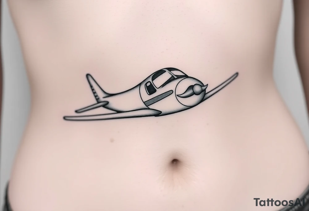Small airplane who has moustache on his face tattoo idea