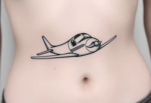 Small airplane who has moustache on his face tattoo idea