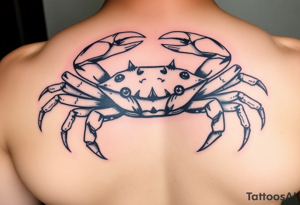 powerful majestic but vicious crab ready to defend or attack proudly showing off that a crab is the sign of a cancer tattoo idea