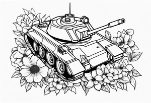 tank shooting flowers tattoo idea