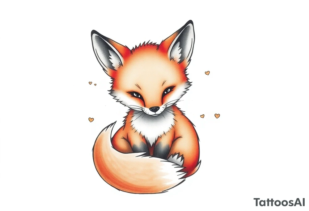 cute innocent fox tattoo idea