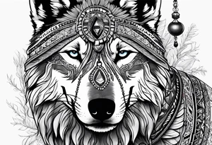 A turkish mhytologic shamanism with wolf tattoo idea