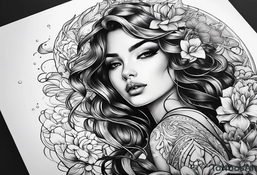 girl floating on still water
aerial view tattoo idea