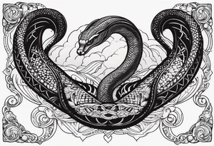 Cobra enrolada em uma lua minguante tattoo idea