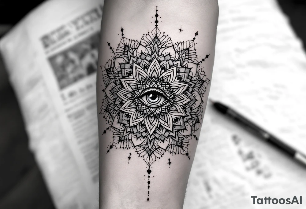 mandala with eye in the middle tattoo idea