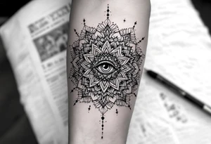 mandala with eye in the middle tattoo idea