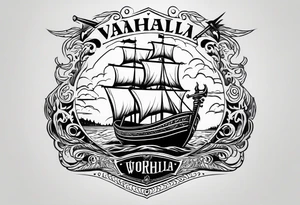 valhalla sword  funeral boat on fire tattoo idea