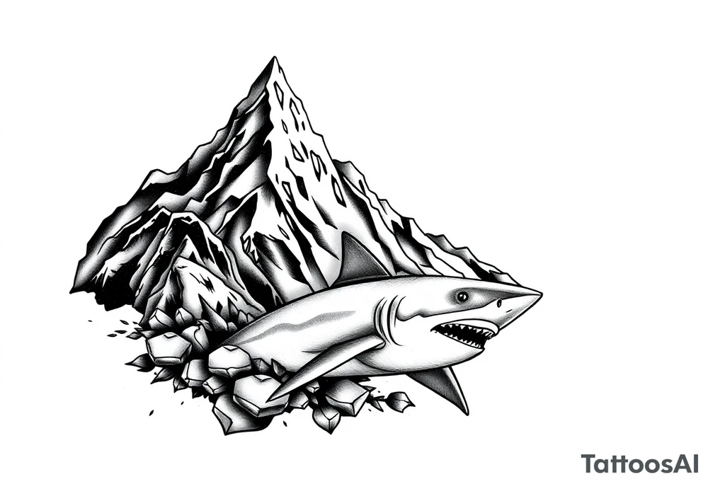 mountains and sharks tattoo idea