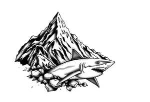 mountains and sharks tattoo idea