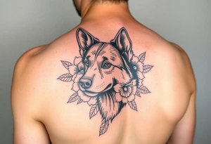 feminine floral german shepherd tattoo tattoo idea