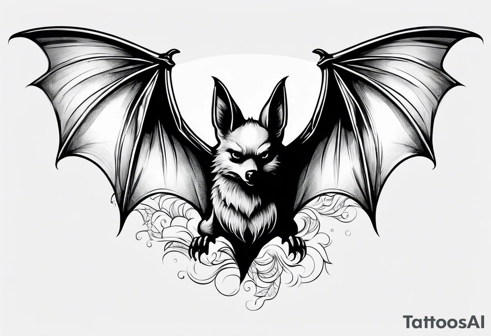 Flying bat tattoo idea