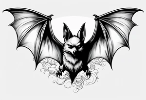 Flying bat tattoo idea
