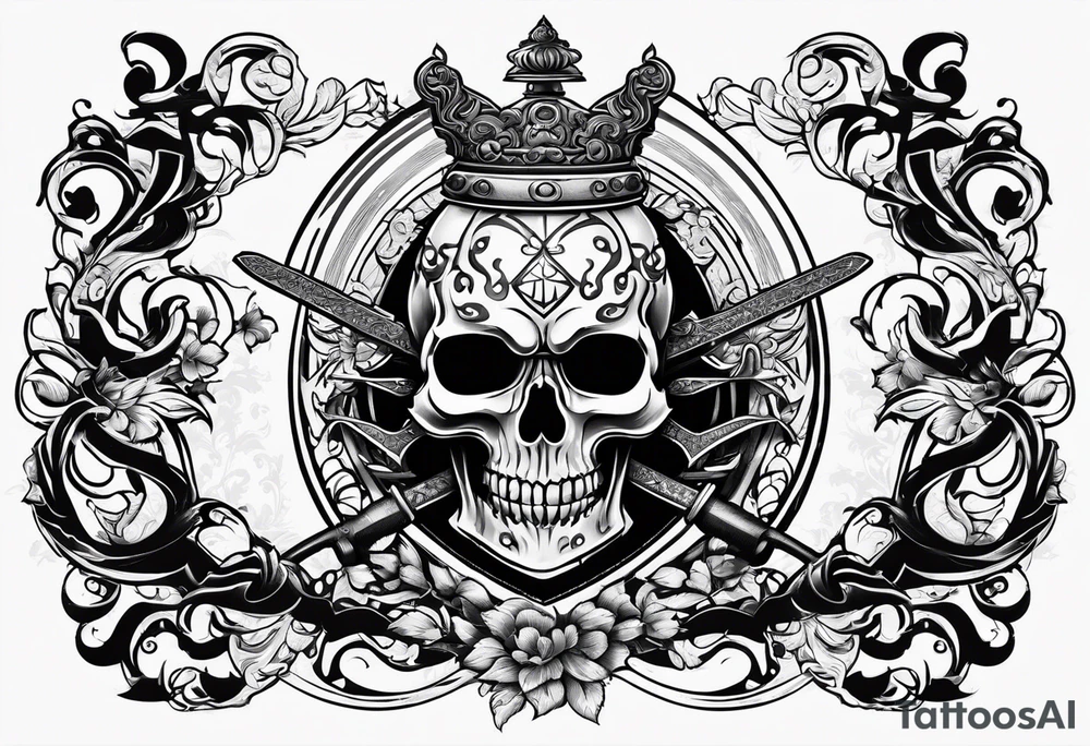 Family crest cool looking with katana tattoo idea