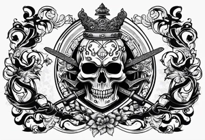 Family crest cool looking with katana tattoo idea
