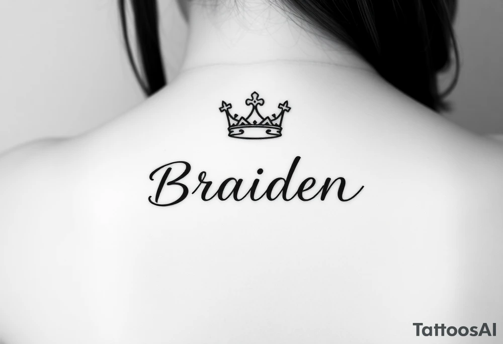 Name Braiden with a kings crown above tattoo idea