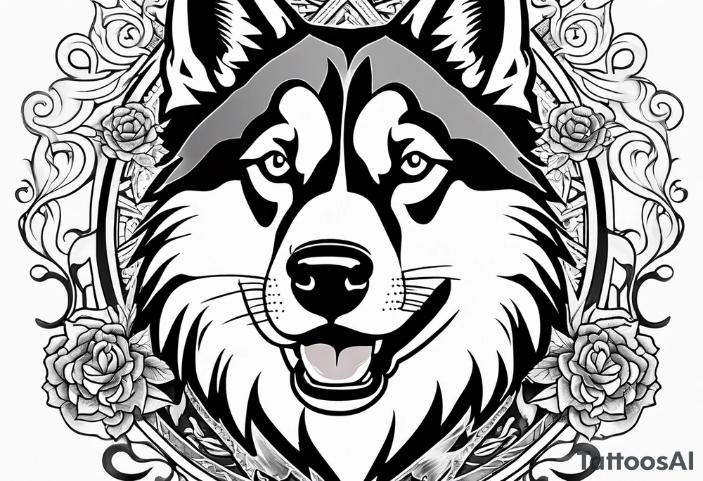 husky and water tattoo idea