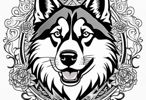 husky and water tattoo idea