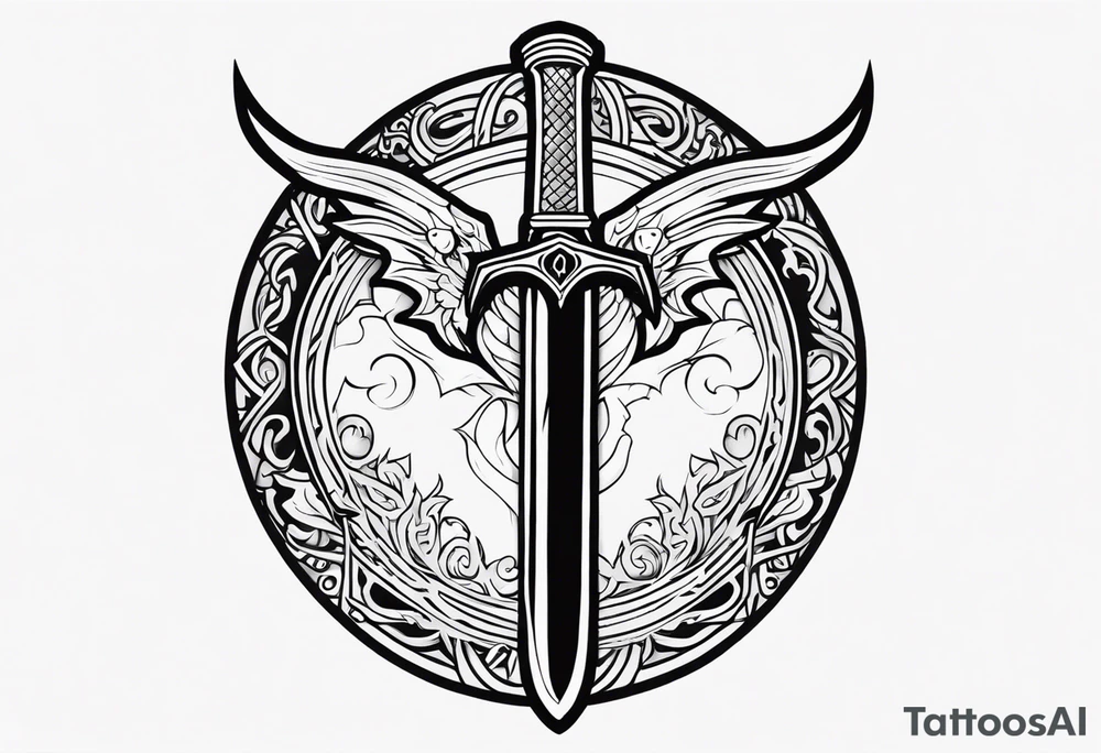 Valhalla sword shield dragon axe valkyrie tattoo idea