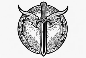 Valhalla sword shield dragon axe valkyrie tattoo idea