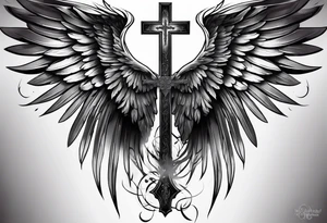 the wings of an angel with a cross tattoo idea
