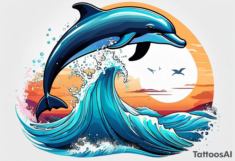 dolphin jumping out ocean tattoo idea