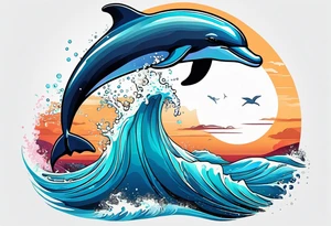 dolphin jumping out ocean tattoo idea