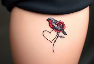 Robin bird and red rose with infinity heart tattoo idea