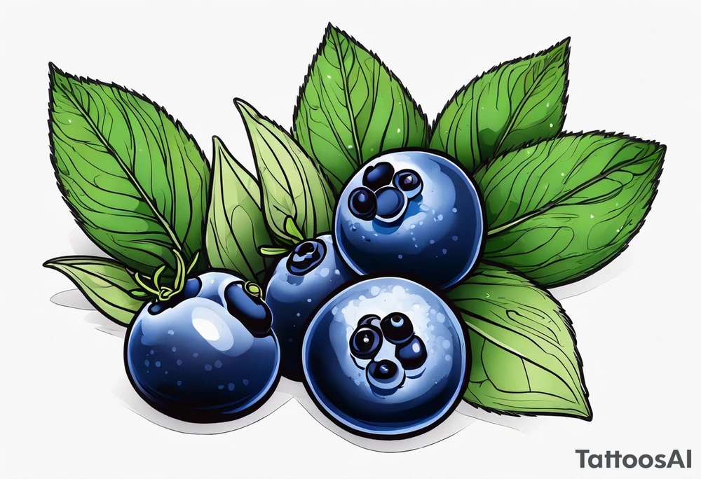 3 blueberries with a single leaf tattoo idea
