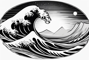 stylized waves in a minimalist form tattoo idea