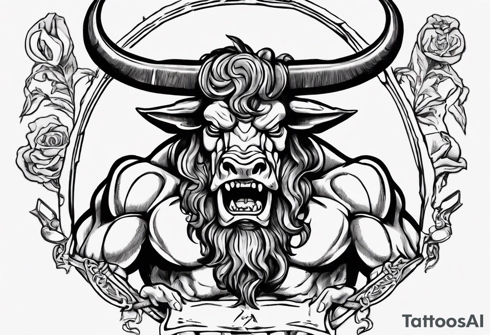 minotaur holding a labris tattoo idea